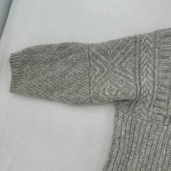 J.Crew Womens Grey Alpaca Blend Cable Knit Ribbed Crewneck Sweater Small Cropped - Picture 3 of 7